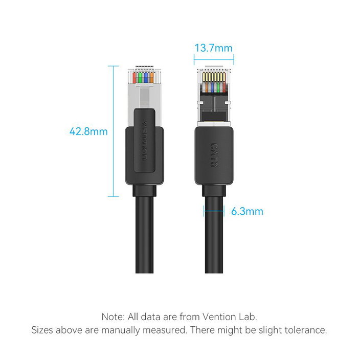Vention Cable de Red RJ45 UTP 26AWG IKKBJ Cat.8 Negro 8m